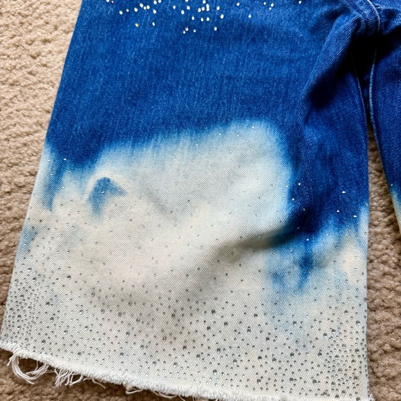 Rolla’s Upcycled Rhinestone Star Denim Bermuda Shorts Festival Boho Sparkle S - Picture 14 of 14